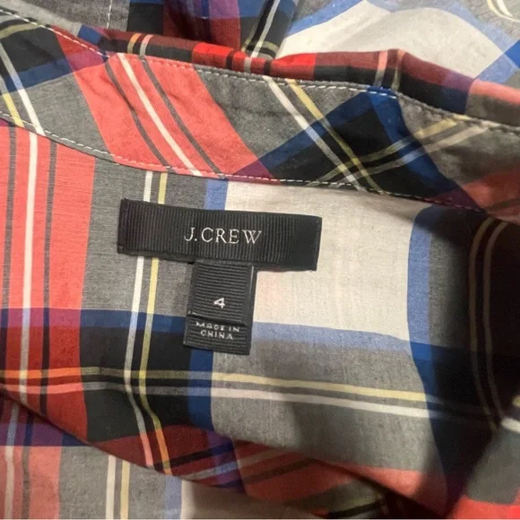 J.Crew Size 4. Plaid button down shirt. red/green/white. EXCELLENT CONDITION - Picture 11 of 13